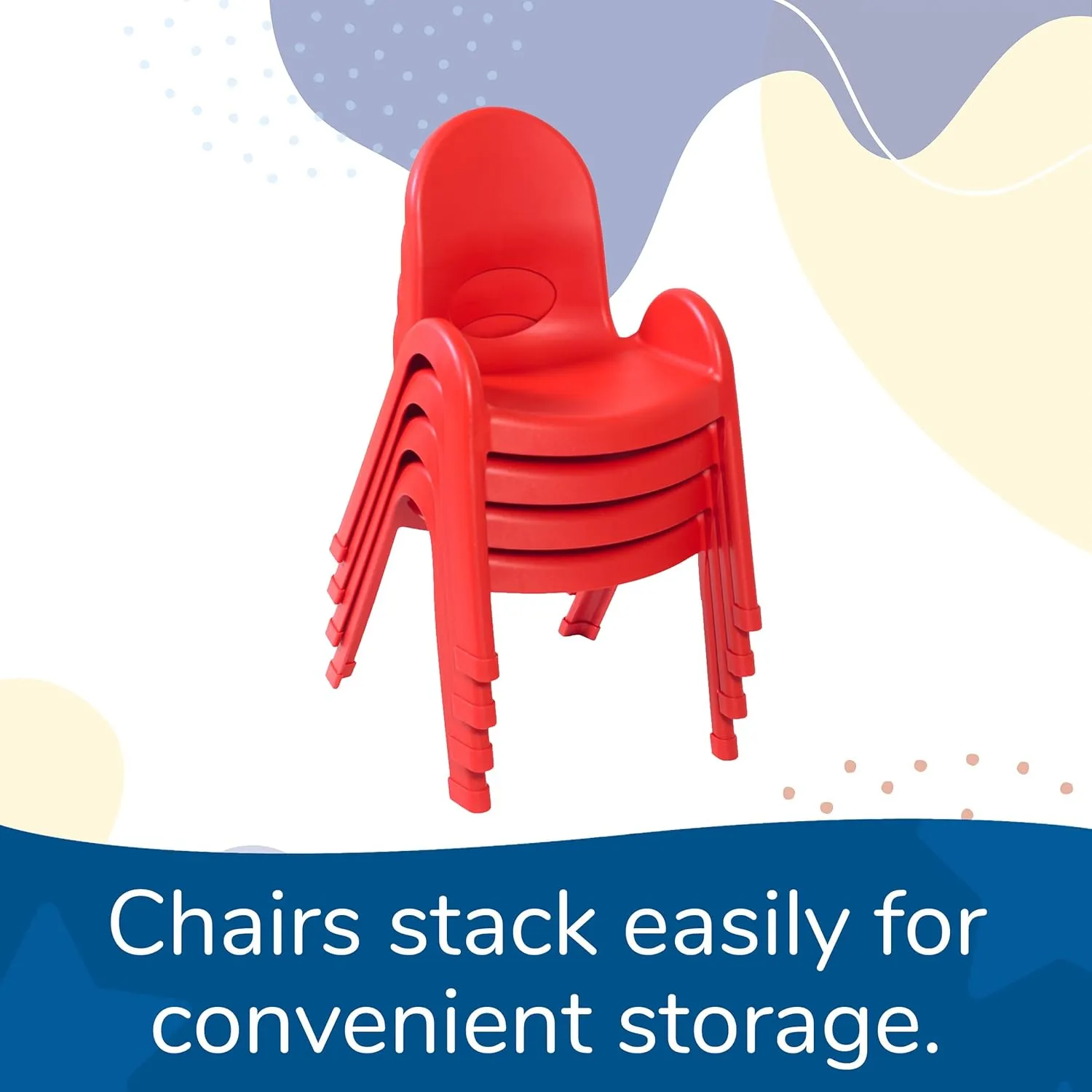 Angeles Value Stack 7" Child Chair, Candy Apple Red, 4 Pack, Stackable Ergonomic Seating Solution for Classrooms and Homeschools