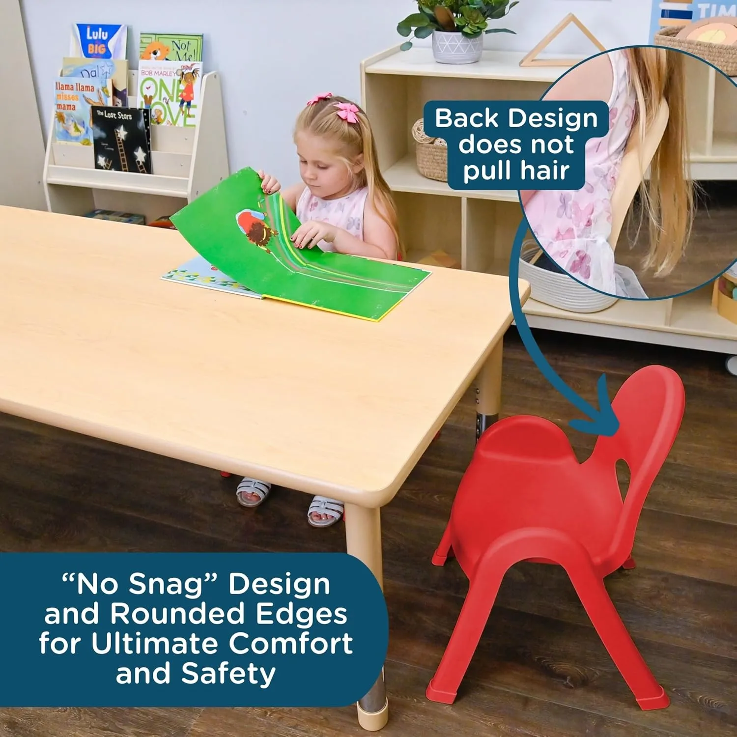 Angeles Value Stack 7" Child Chair, Candy Apple Red, 4 Pack, Stackable Ergonomic Seating Solution for Classrooms and Homeschools