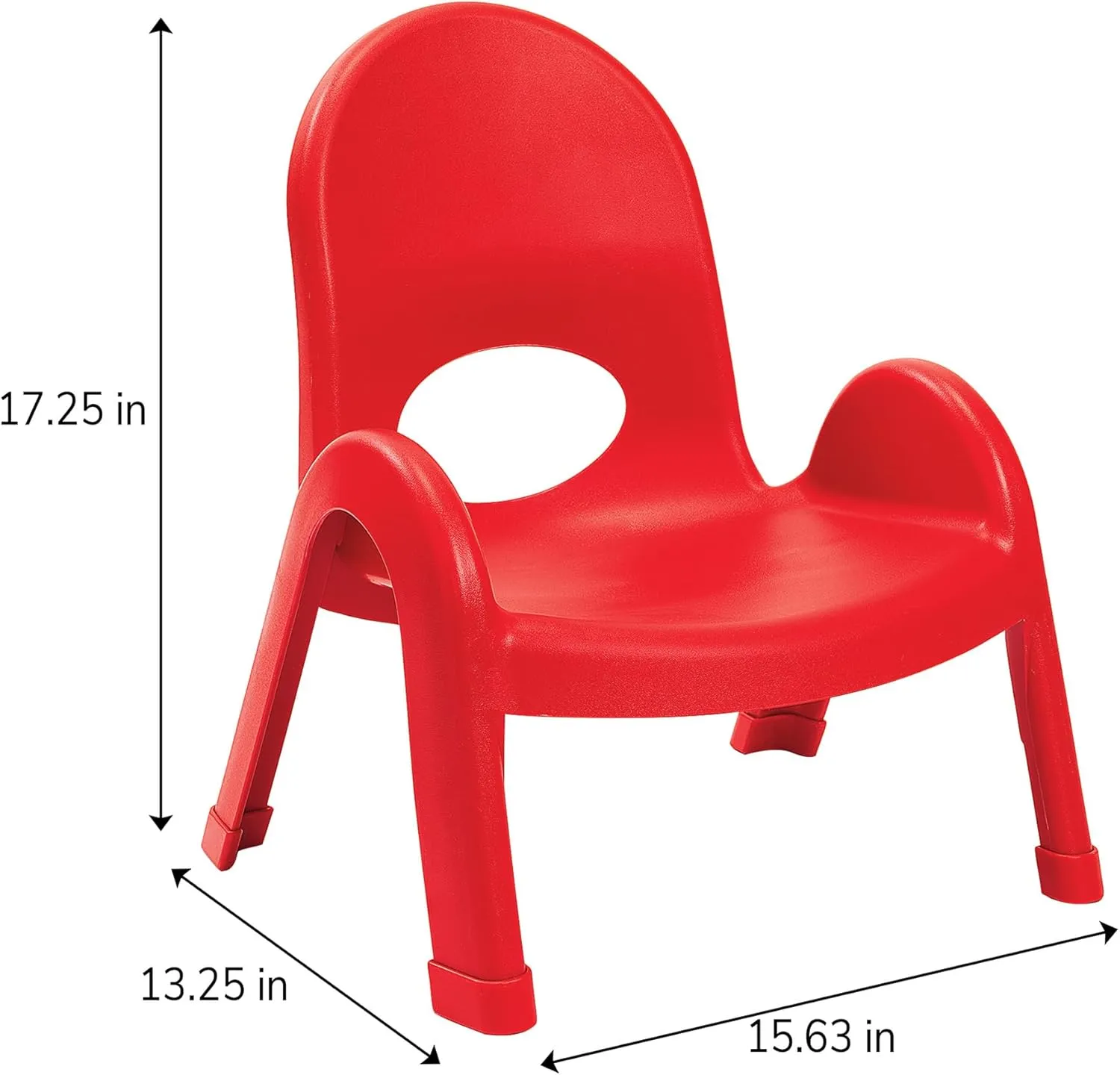 Angeles Value Stack 7" Child Chair, Candy Apple Red, 4 Pack, Stackable Ergonomic Seating Solution for Classrooms and Homeschools