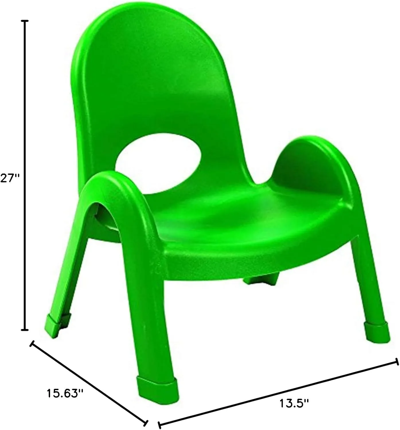 Angeles Value Stack 7" Child Chair, Shamrock Green, 4 Pack, Stackable Ergonomic Seating Solution for Classrooms and Homeschools"