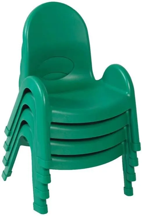 Angeles Value Stack 7" Child Chair, Shamrock Green, 4 Pack, Stackable Ergonomic Seating Solution for Classrooms and Homeschools"