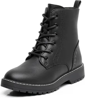 Apakowa Gilrs Combat Boots Side Zipper Ankle Booties (Toddler/Little Kid/Big Kid)