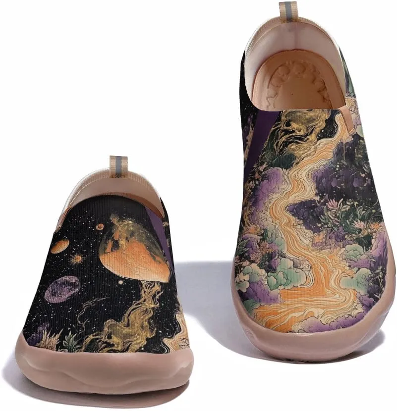Art Fashion Women Sneaker Slip On Knit Painted Loafers Walking Travel Shoes