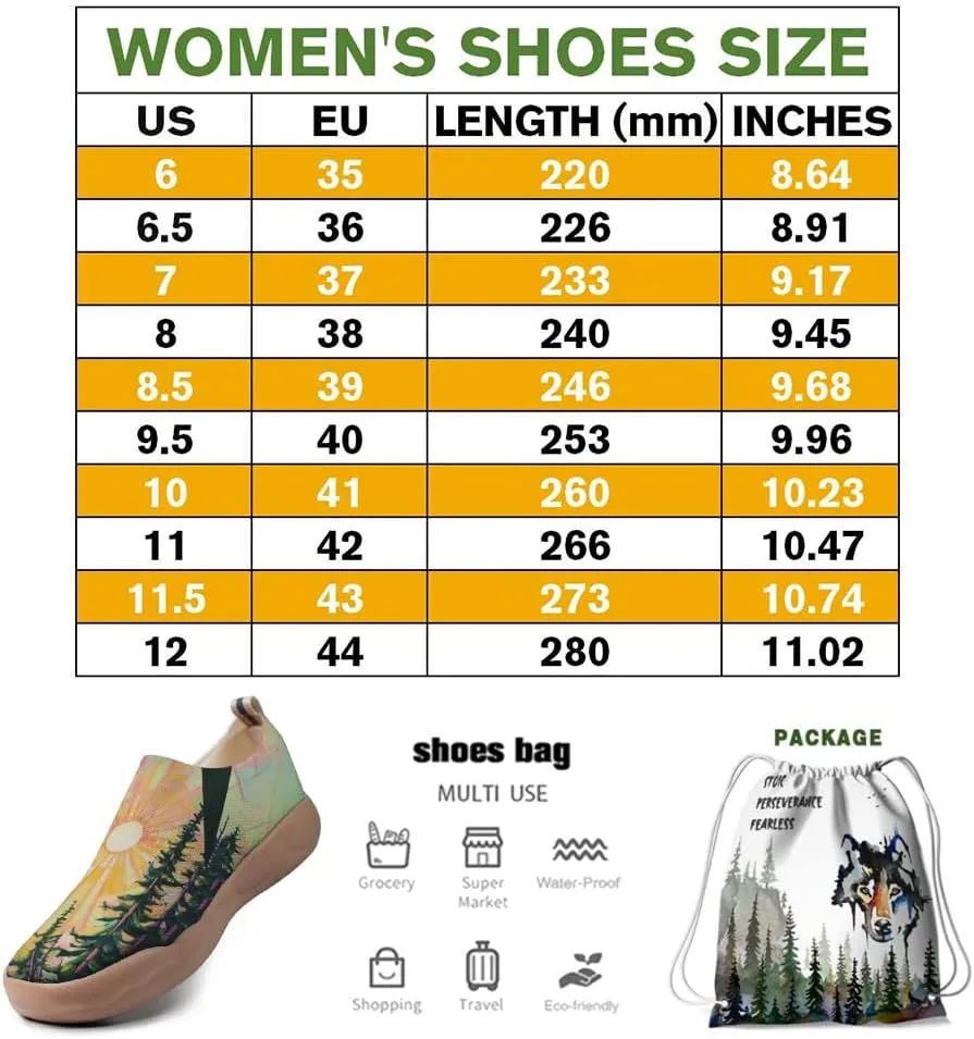 Art Fashion Women Sneaker Slip On Knit Painted Loafers Walking Travel Shoes