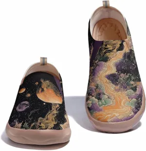 Art Fashion Women Sneaker Slip On Knit Painted Loafers Walking Travel Shoes