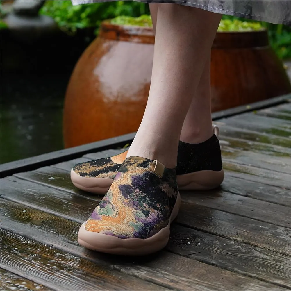Art Fashion Women Sneaker Slip On Knit Painted Loafers Walking Travel Shoes