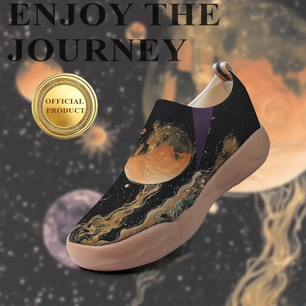 Art Fashion Women Sneaker Slip On Knit Painted Loafers Walking Travel Shoes