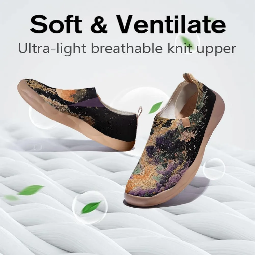 Art Fashion Women Sneaker Slip On Knit Painted Loafers Walking Travel Shoes