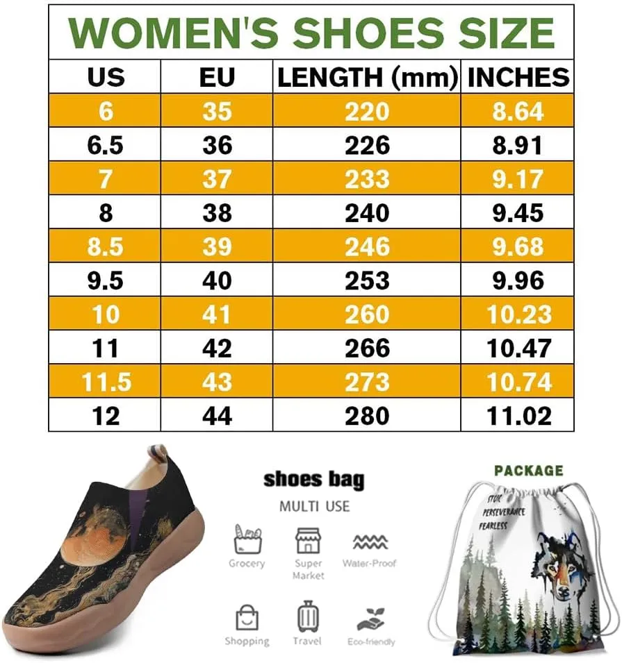 Art Fashion Women Sneaker Slip On Knit Painted Loafers Walking Travel Shoes