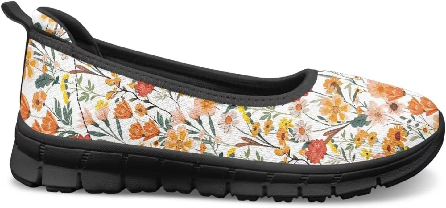 Art Painted Travel Shoes for Women Slip On Flat Casual Mesh Flying Dress Loafers Lightweight Comfort Fashion Sneaker for Ladies US Size 6-11