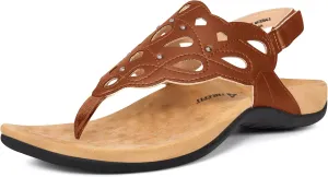 Athlefit Women's Arch Support Orthotic Sandals Comfortable Walking Orthopedic Thong Sandals