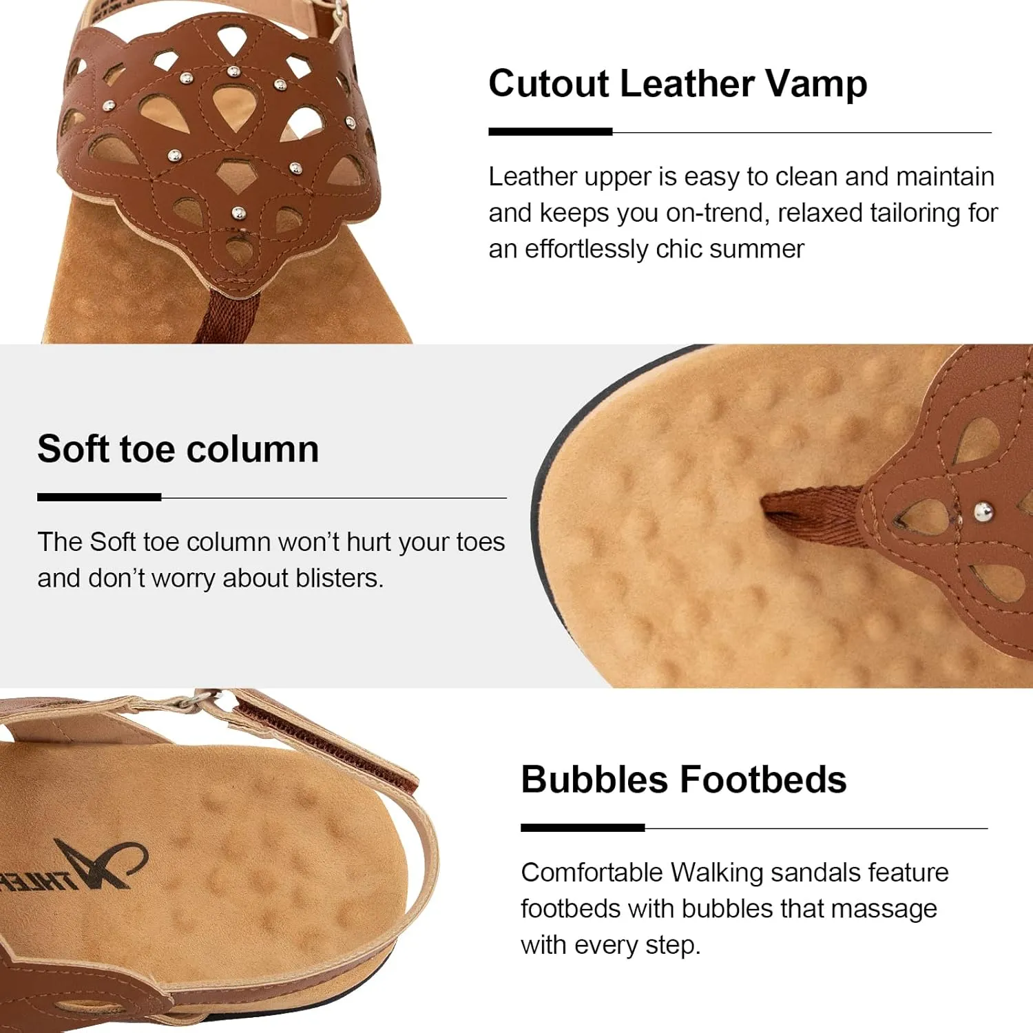 Athlefit Women's Arch Support Orthotic Sandals Comfortable Walking Orthopedic Thong Sandals