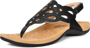 Athlefit Women's Arch Support Orthotic Sandals Comfortable Walking Orthopedic Thong Sandals