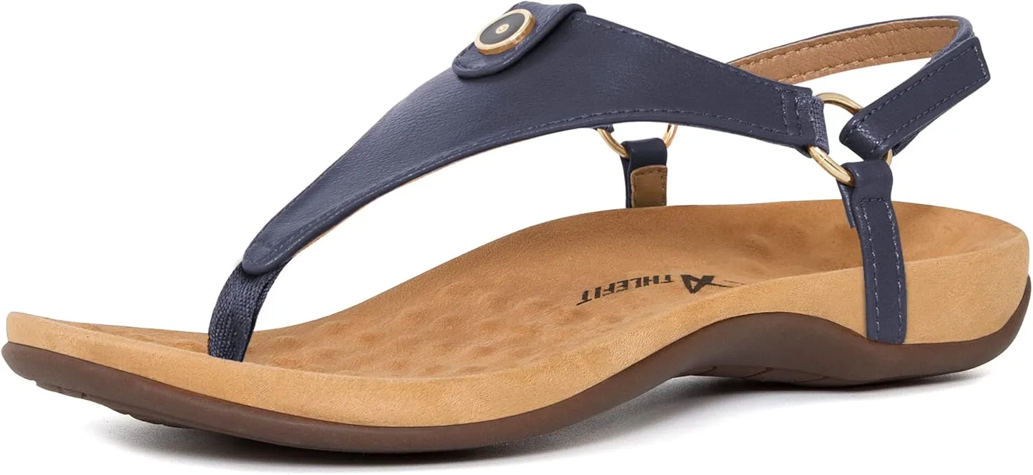 Athlefit Women's Comfortable Orthopedic Sandals Thong Dressy T-Strap Orthotic Casual Summer Arch Support Sandals