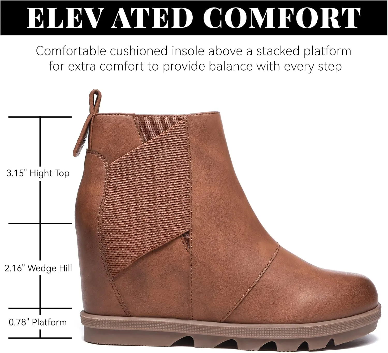 Athlefit Women's Wedge Boots Comfortable Ankle Wedge Booties