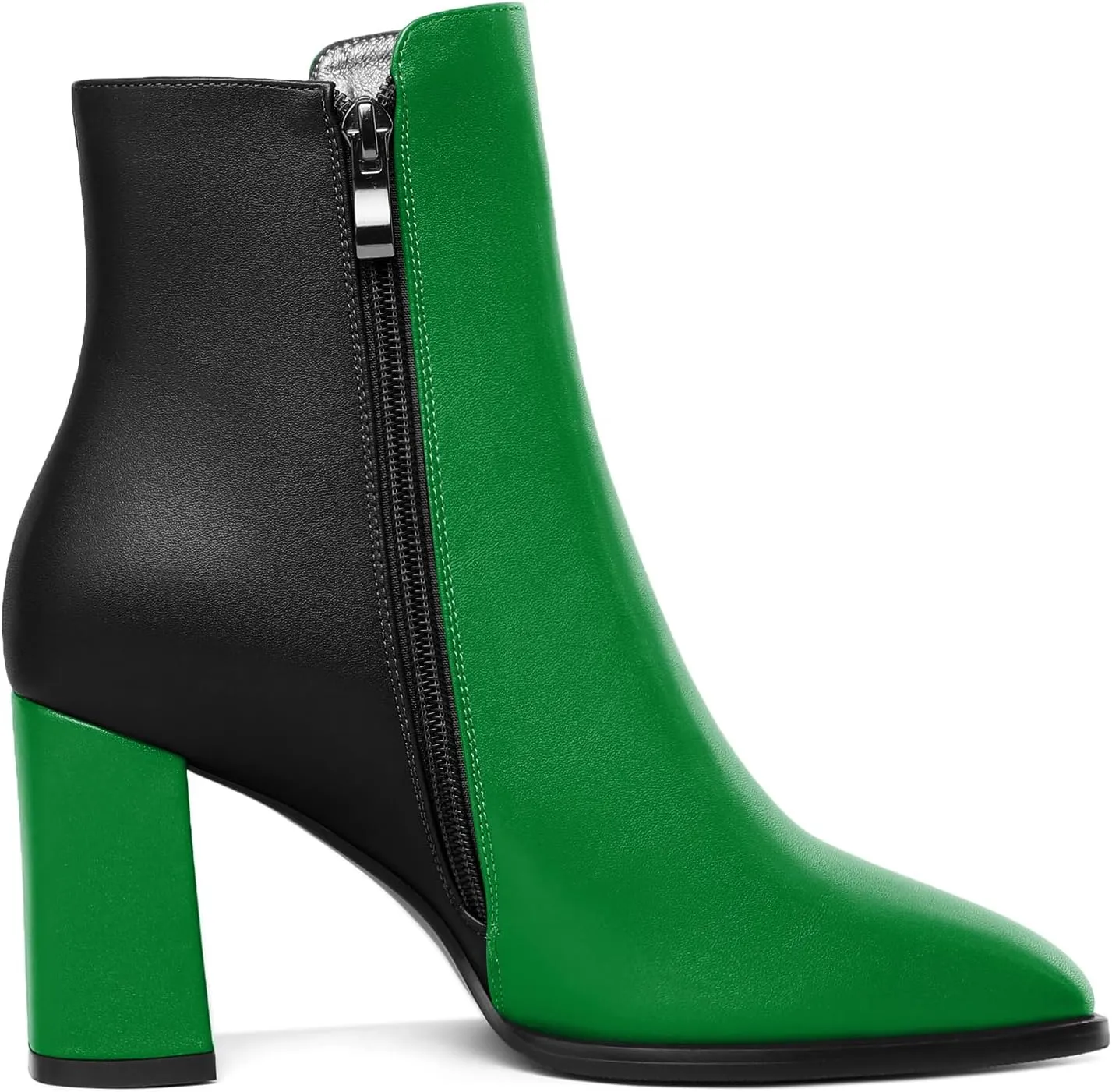 AUMOTED Chunky High Block Women Ankle Boots Square Toe Warm Short Boots Side Zipper Winter Booties Shoes 3.4 Inches