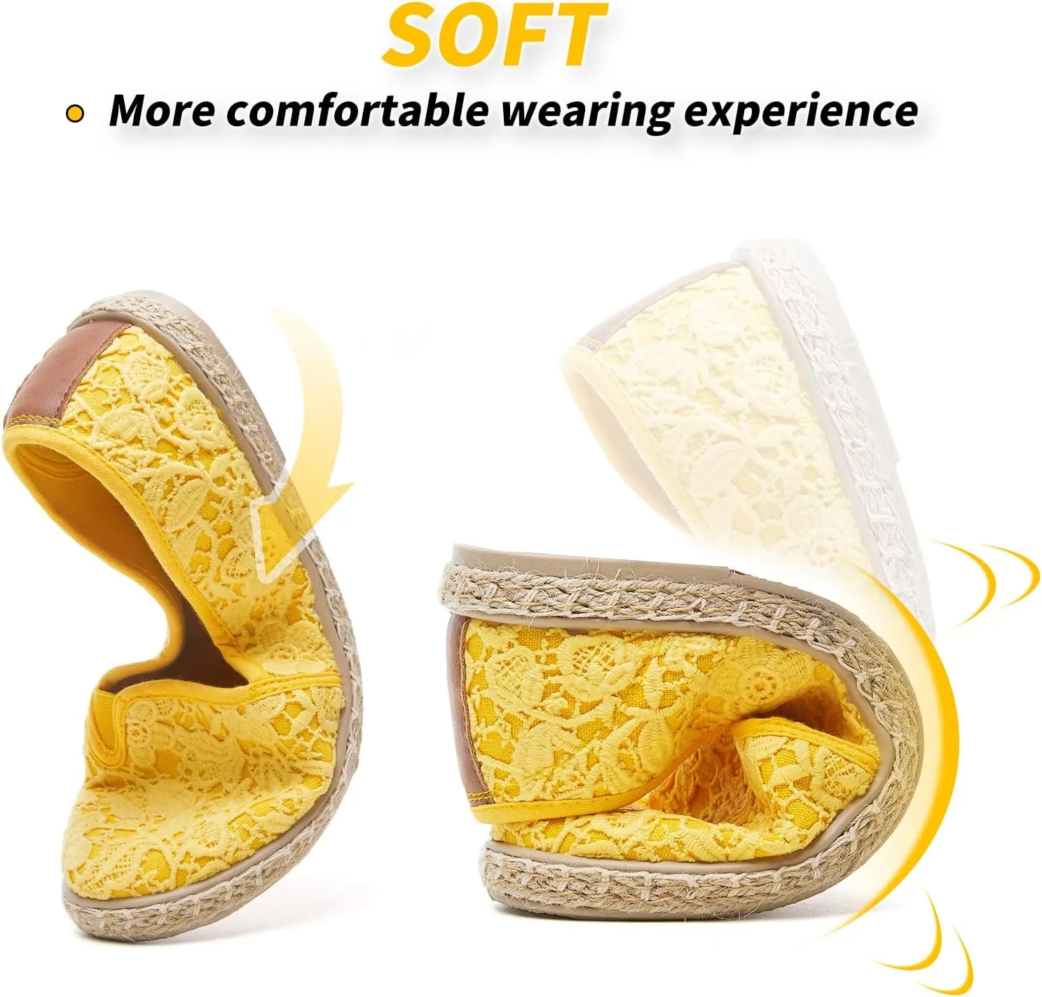 BABUDOG Women's Black Flats with Flower Embroideried,White Lace Ballet Flats,Comfortable Dress Flats