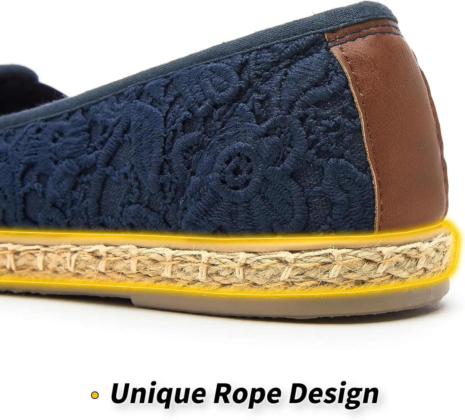 BABUDOG Women's Black Flats with Flower Embroideried,White Lace Ballet Flats,Comfortable Dress Flats