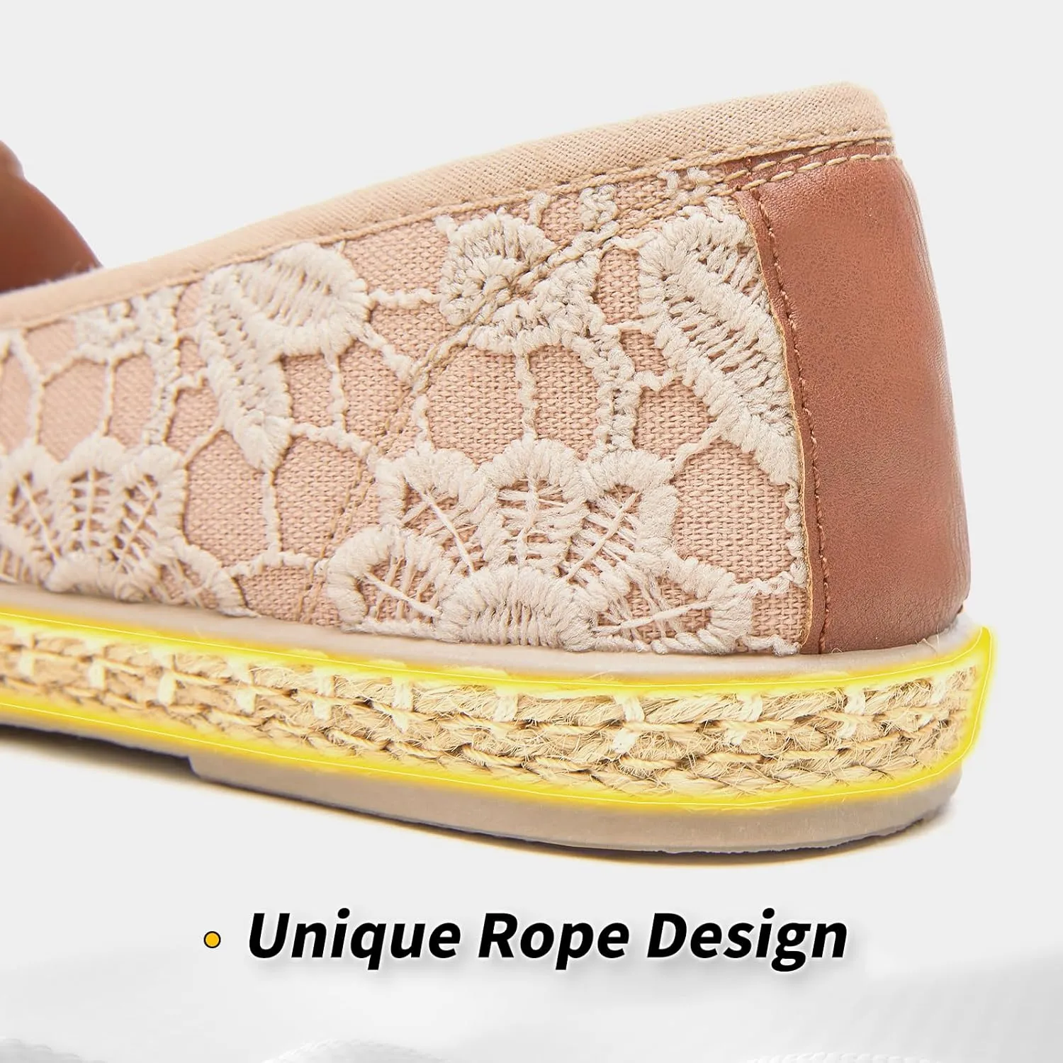 BABUDOG Women's Black Flats with Flower Embroideried,White Lace Ballet Flats,Comfortable Dress Flats