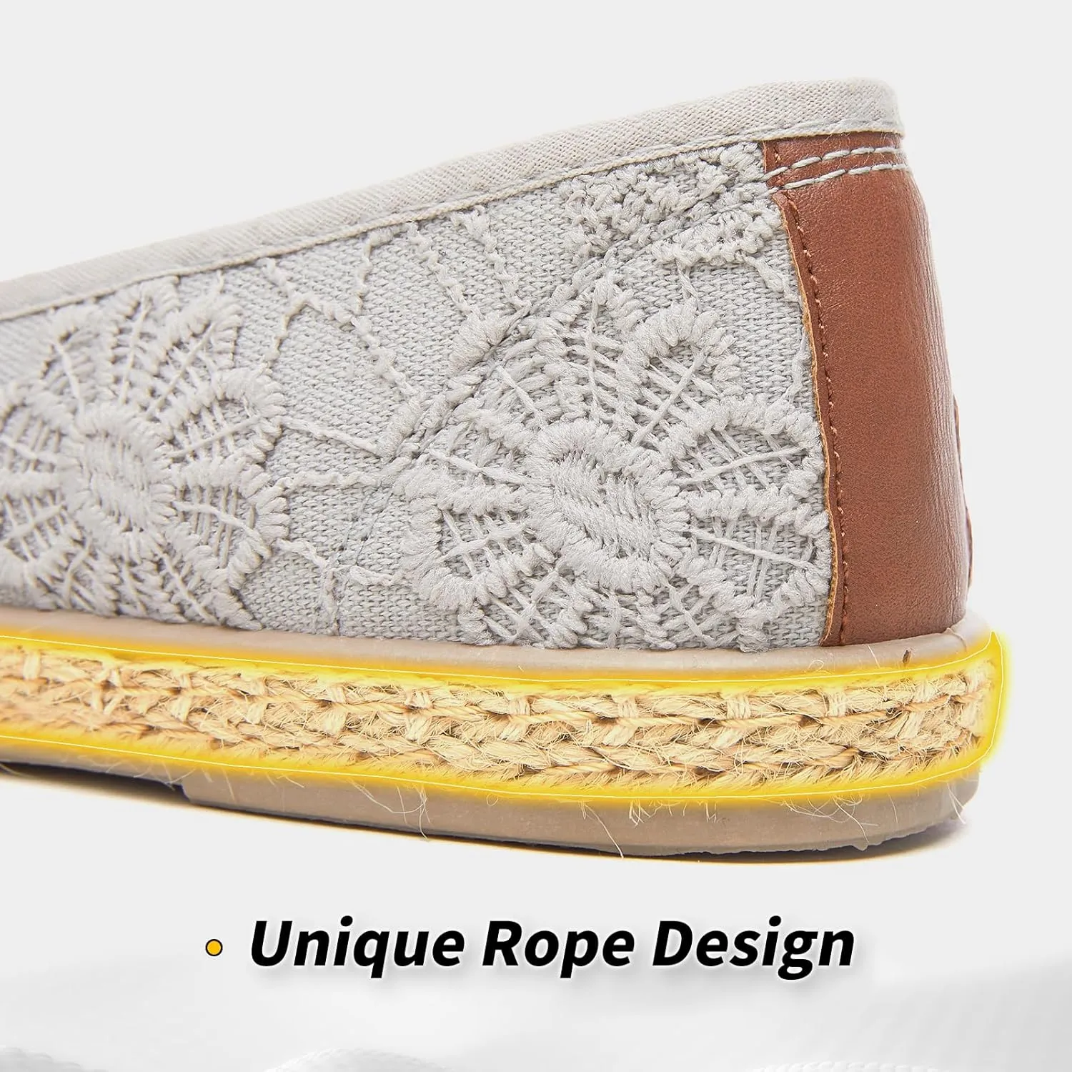 BABUDOG Women's Black Flats with Flower Embroideried,White Lace Ballet Flats,Comfortable Dress Flats