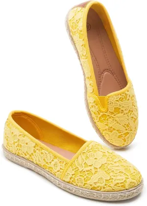 BABUDOG Women's Black Flats with Flower Embroideried,White Lace Ballet Flats,Comfortable Dress Flats
