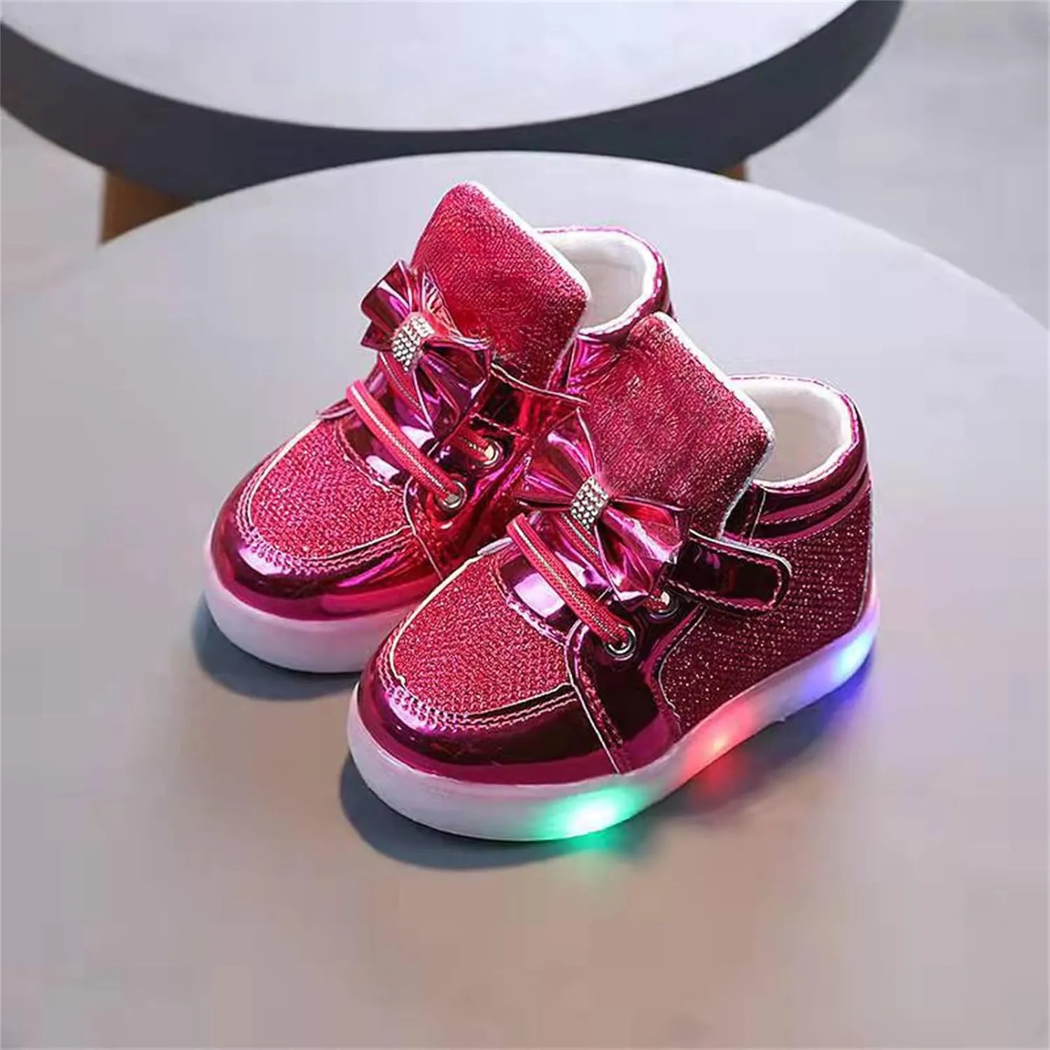 Baby Toddler Boys Girl Light Up Casual Shoes Kids C𝐚rtoon Lace Luminous Sport High Top Flashing Casual Sneakers