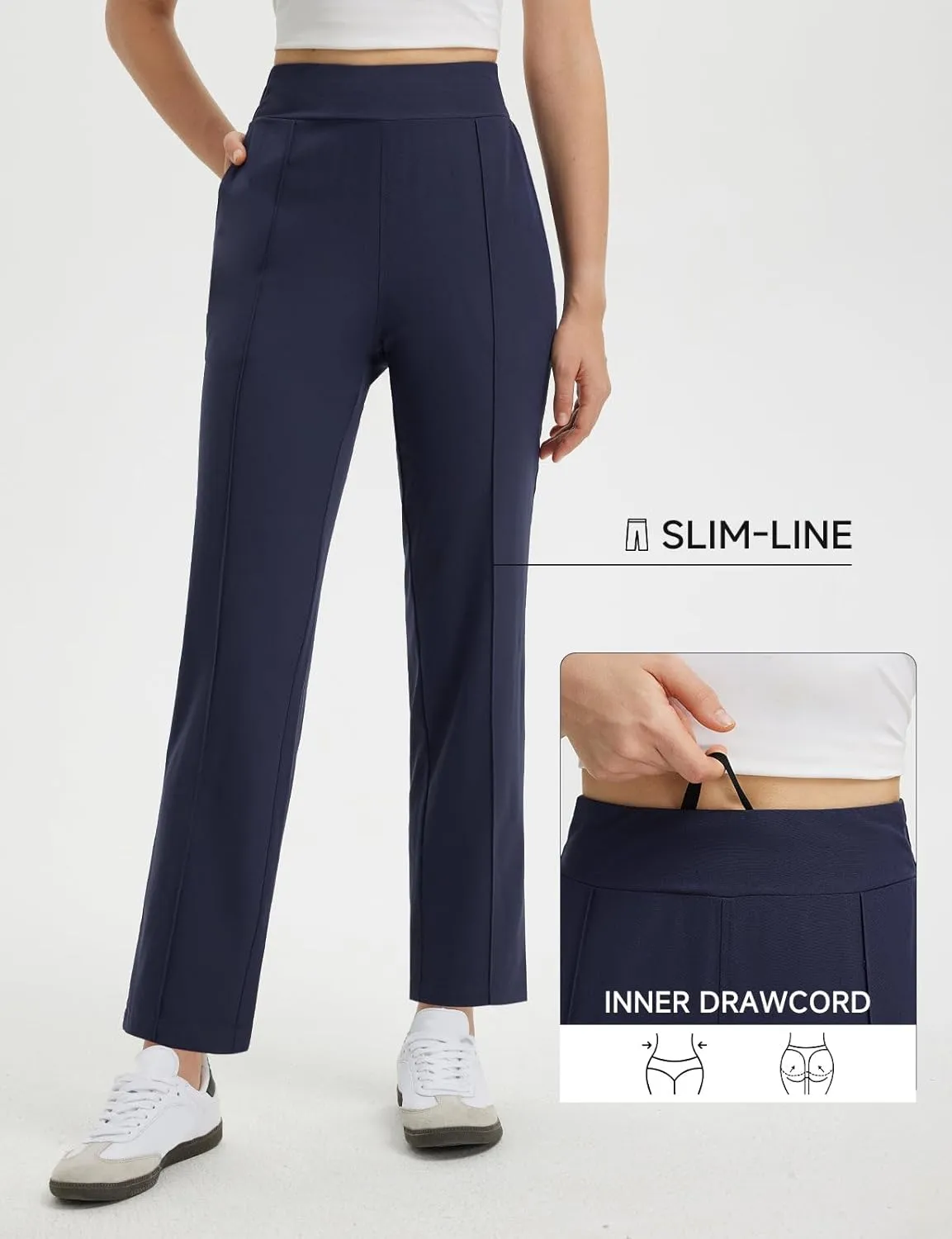 baleaf Women's Travel Pants Lightweight Business Casual Work Pants Stretch Petite Ankle Golf Slacks with Pockets UPF50 