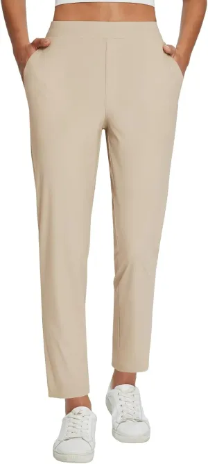 baleaf Womens Travel Pants Lightweight Stretch with Zipper Pockets Petite Ankle Dressy Golf Work Business Casual Slacks