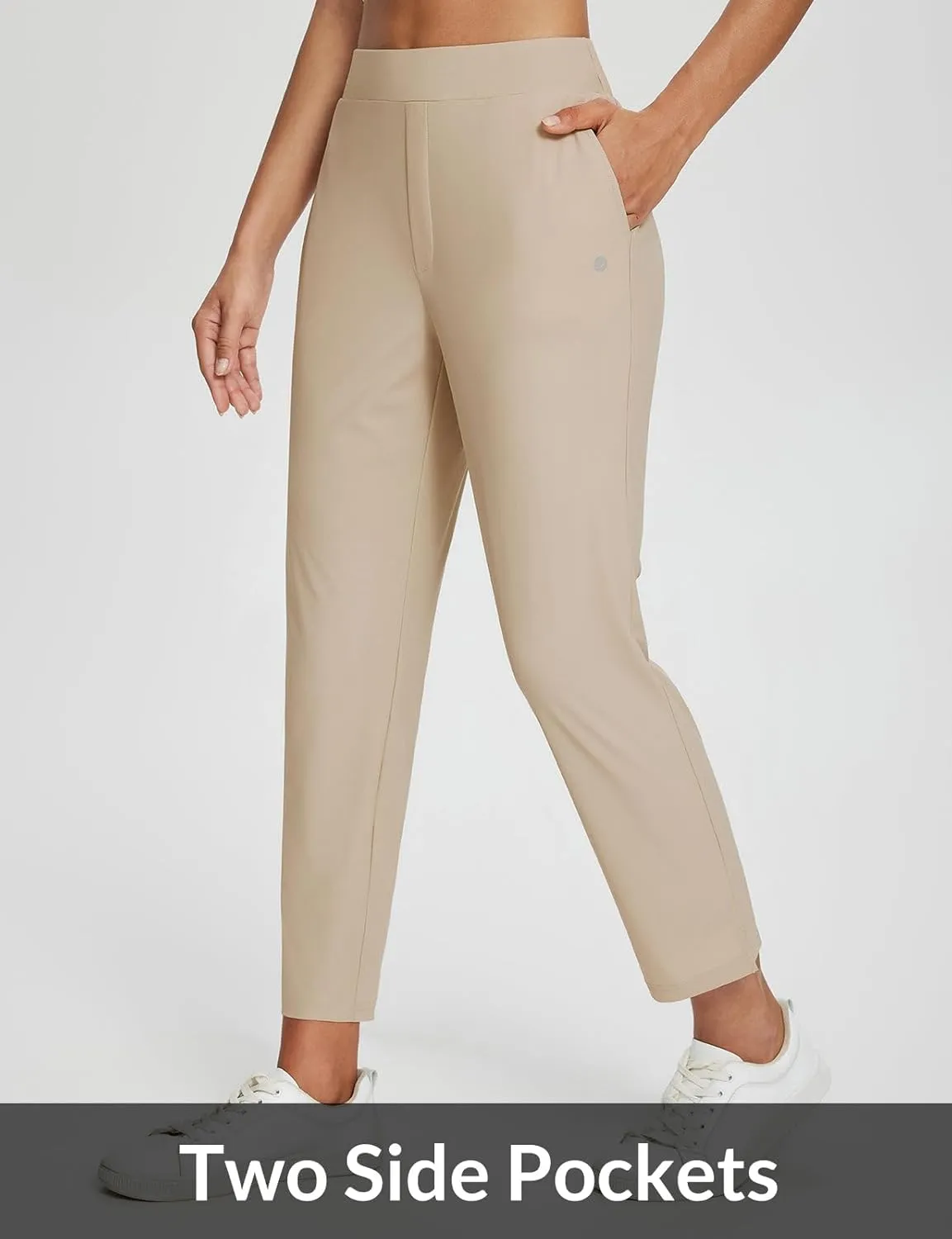 baleaf Womens Travel Pants Lightweight Stretch with Zipper Pockets Petite Ankle Dressy Golf Work Business Casual Slacks