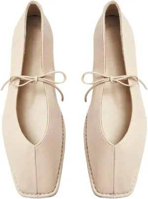 Ballet Flats for Women Lace Up Bow Square Toe Mary Janes Cute Ballerina Shoes Slip On Comfortable Elegant Dress Shoes