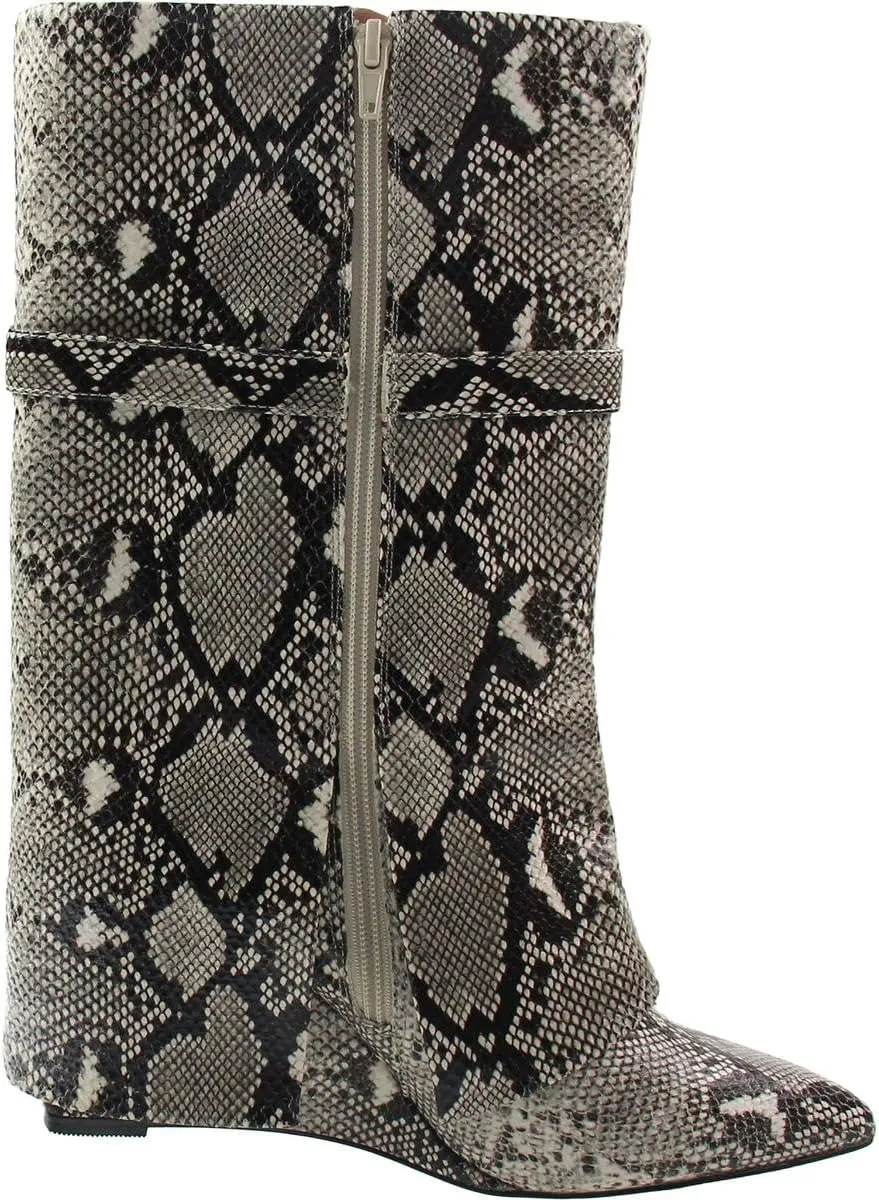 BCBGeneration Womens Fold-Over Leather Mid-Calf Boots