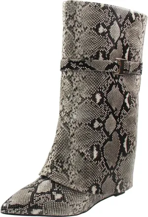 BCBGeneration Womens Fold-Over Leather Mid-Calf Boots