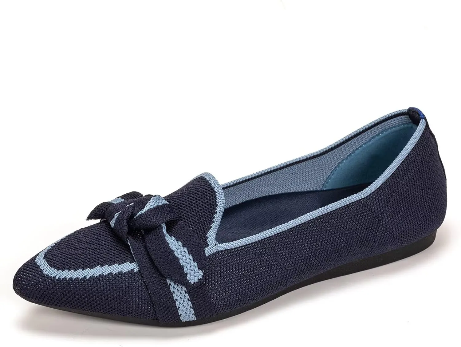 BEJINASH Women's Loafer Flats Casual Knit Fabric Lightweight Dressy Shoes Washable Elegant Pointed-Toe lace-up Bow Shoes Comfortable Ballet Shoes for Women Perfect for Daily