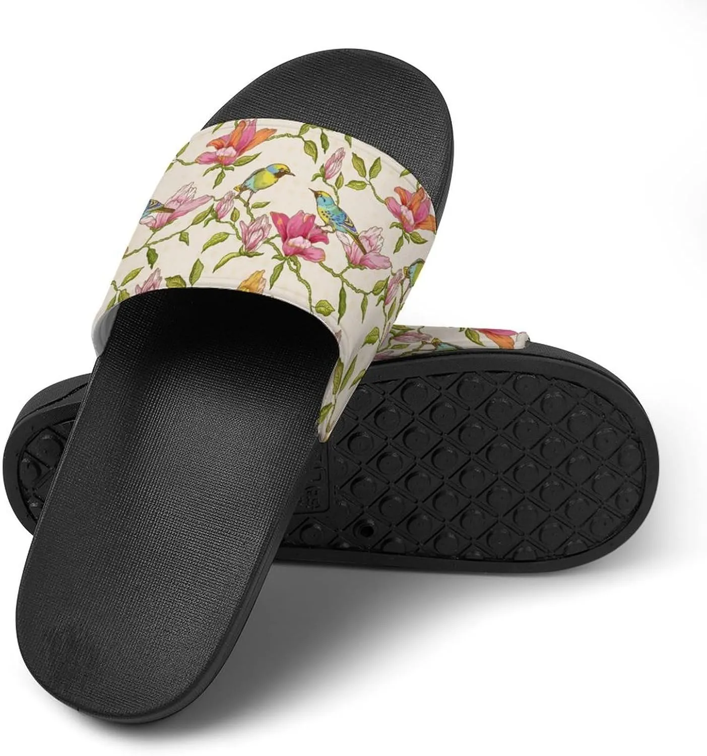 Bird Flower PVC Sandals Man's Womans Casual Slippers House Lightweight Loafers Quick Drying Breathable Beach