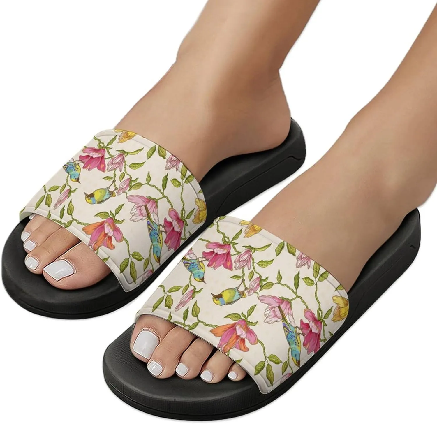 Bird Flower PVC Sandals Man's Womans Casual Slippers House Lightweight Loafers Quick Drying Breathable Beach