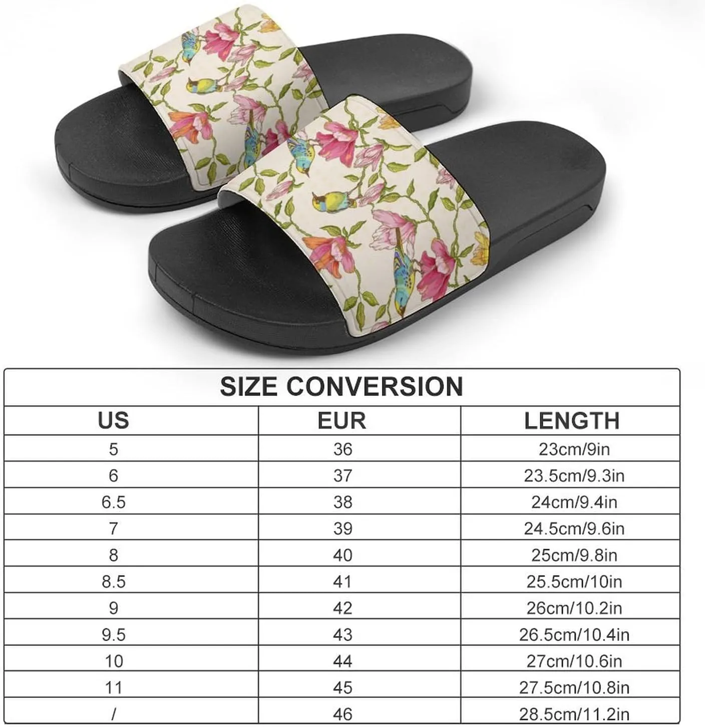 Bird Flower PVC Sandals Man's Womans Casual Slippers House Lightweight Loafers Quick Drying Breathable Beach