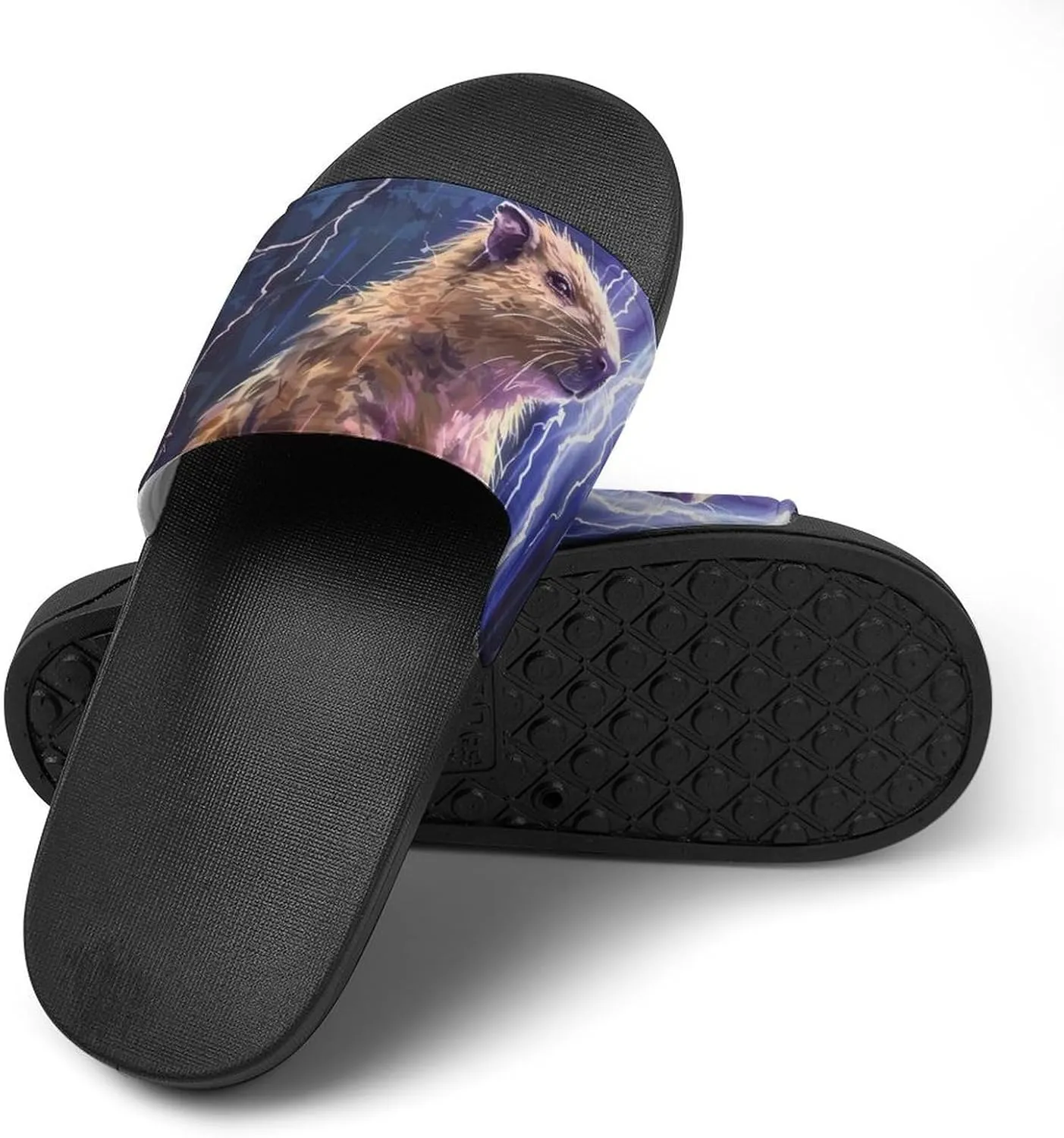 Blacklight Hamsa Hand Evil Eye Bohemian House Sandals Non Slip Slippers Quick Drying Bathroom Shower Shoes for Women Men