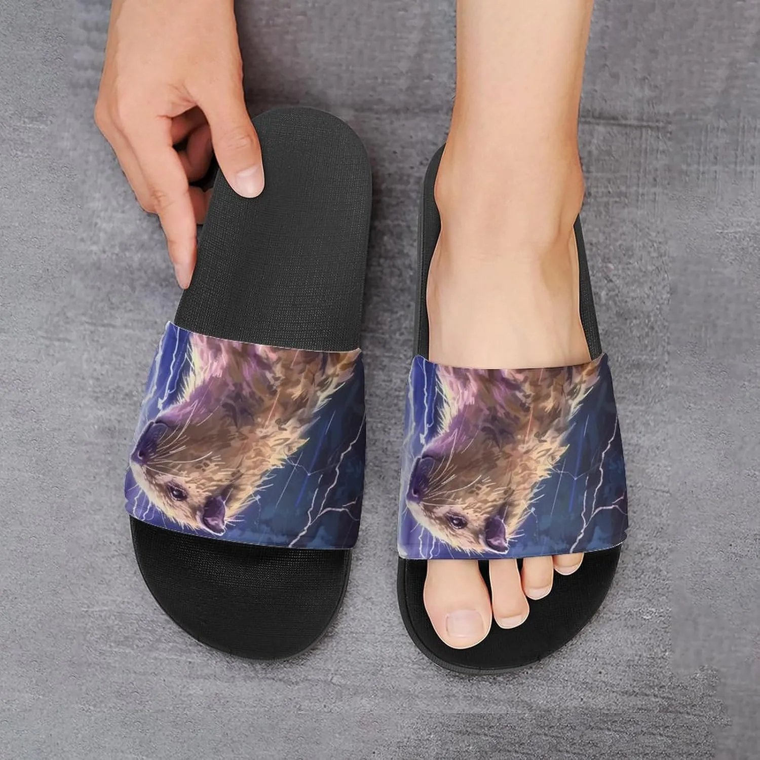 Blacklight Hamsa Hand Evil Eye Bohemian House Sandals Non Slip Slippers Quick Drying Bathroom Shower Shoes for Women Men