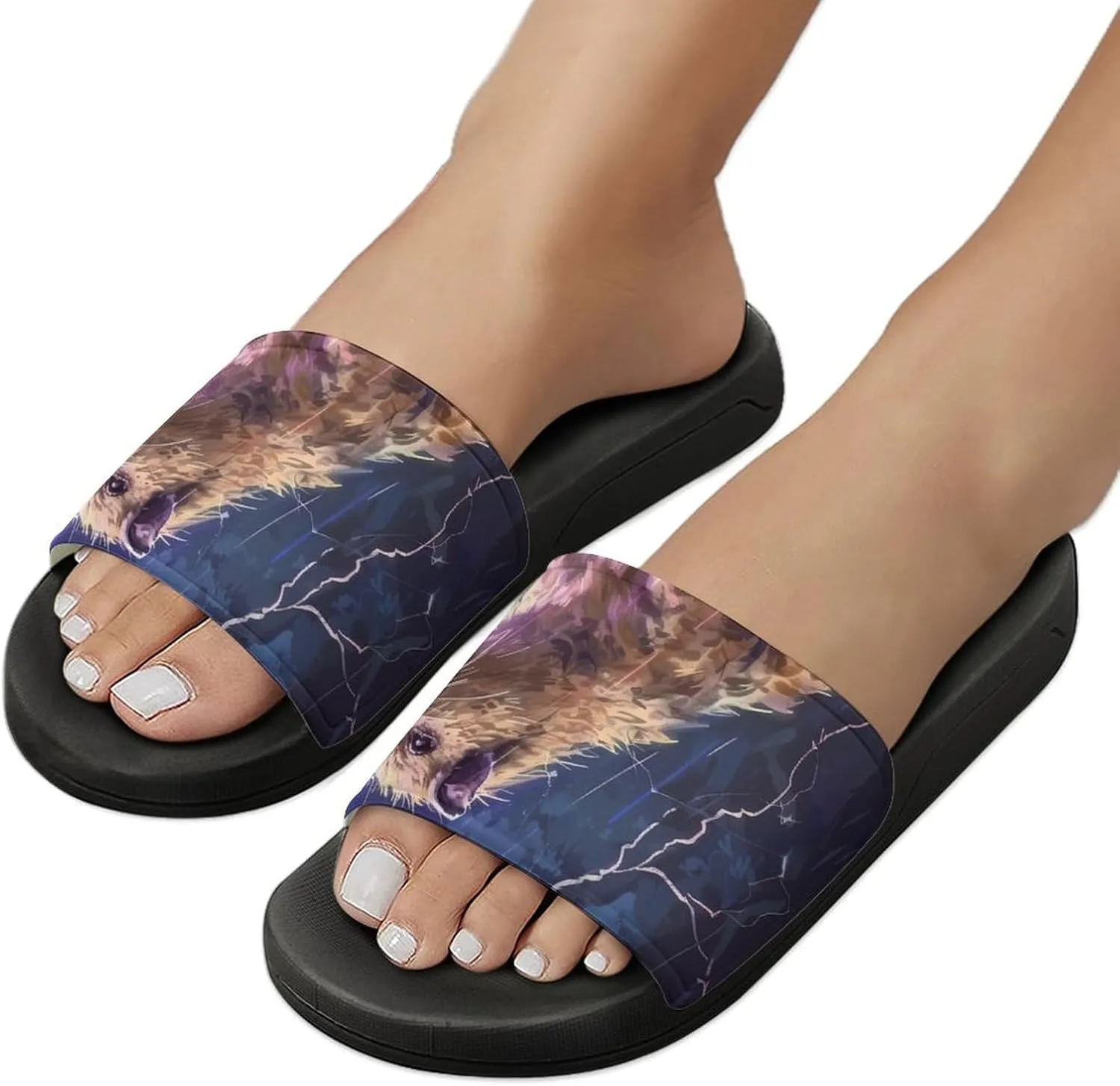 Blacklight Hamsa Hand Evil Eye Bohemian House Sandals Non Slip Slippers Quick Drying Bathroom Shower Shoes for Women Men