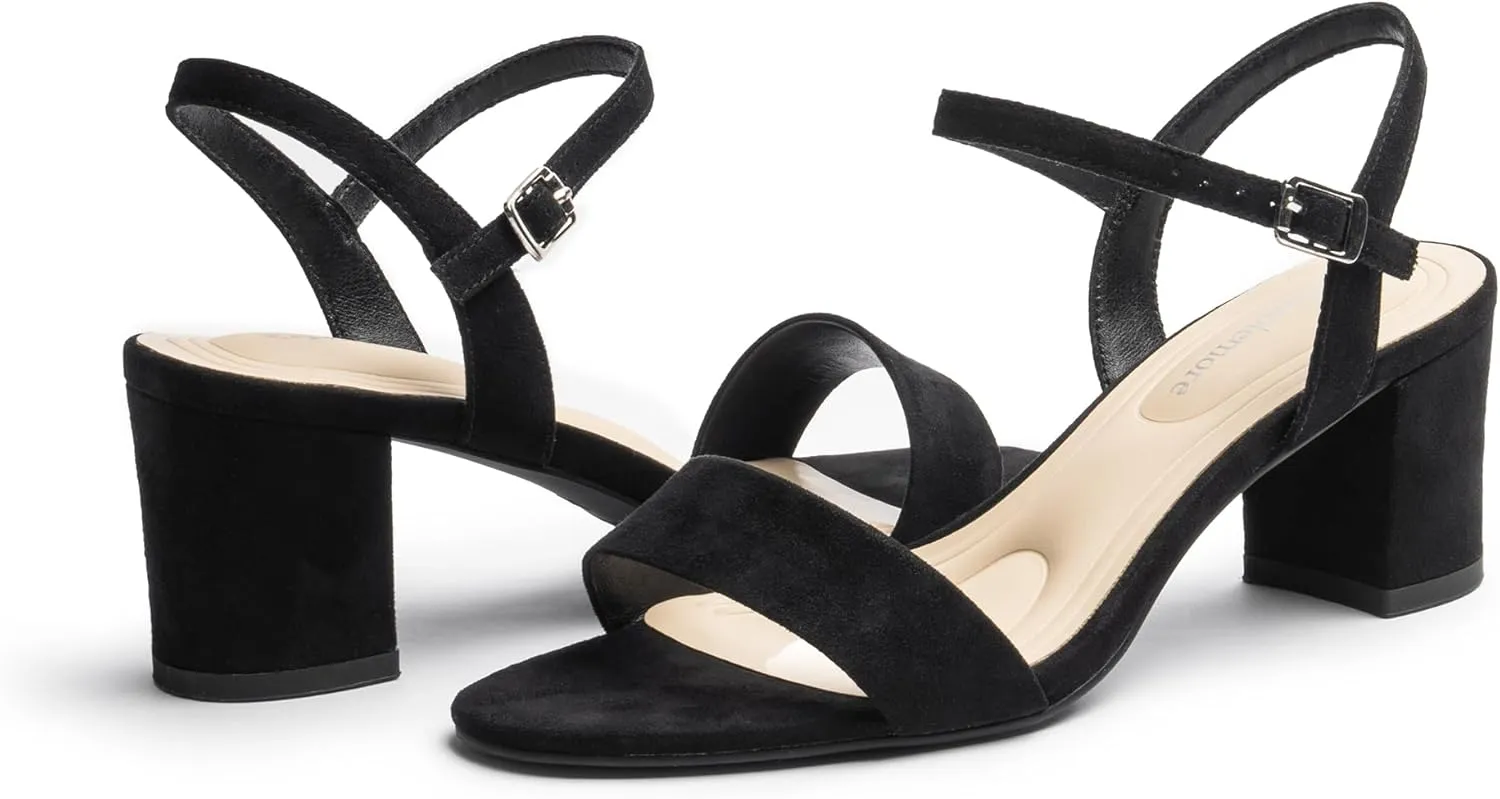 Block Heel Sandals for Women, Comfortable Open Toe Low Chunky Heels