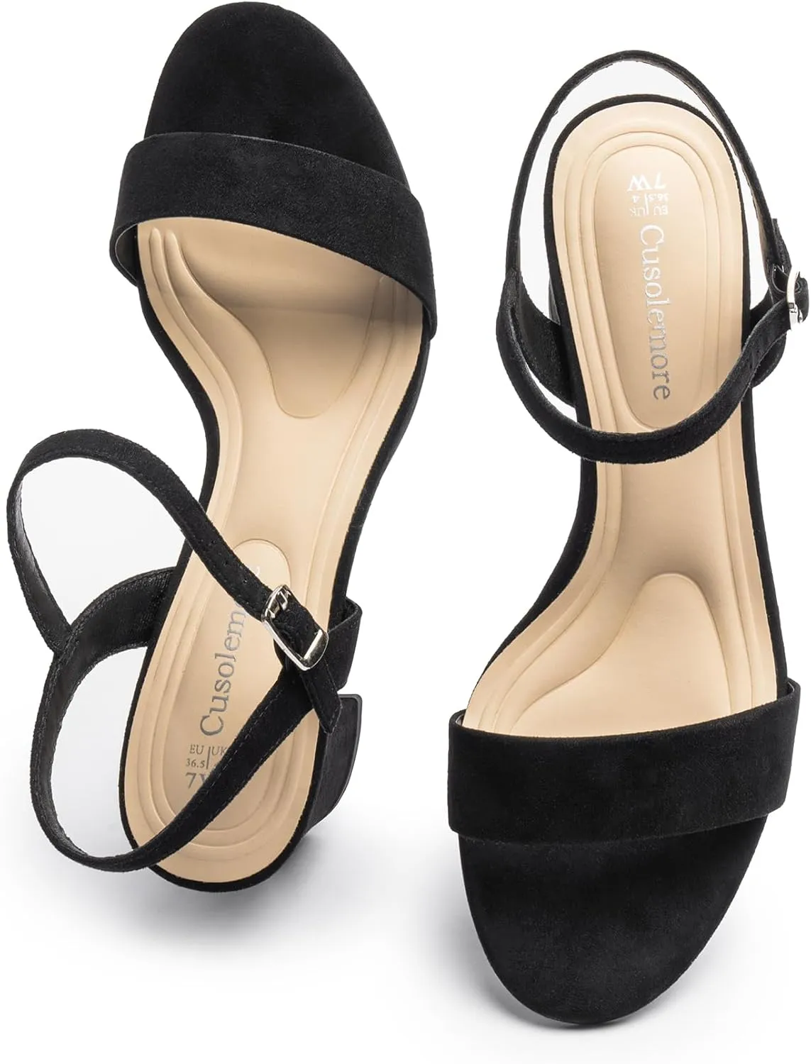 Block Heel Sandals for Women, Comfortable Open Toe Low Chunky Heels