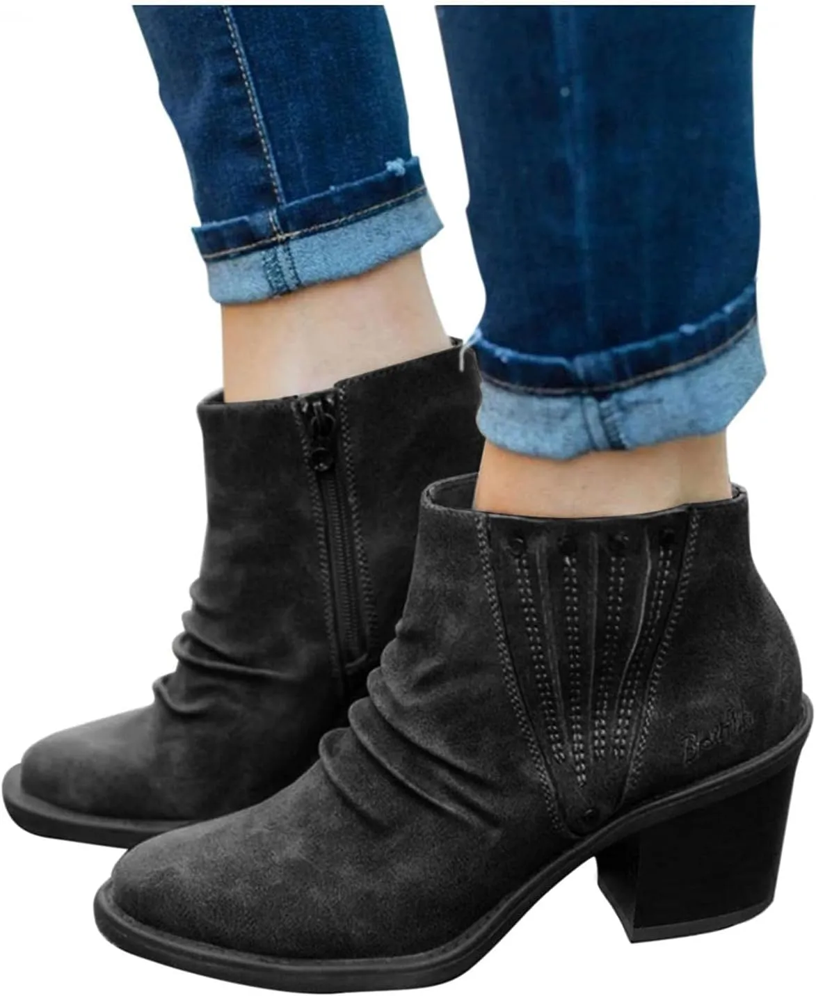 Boots for Women Suede Flat Short Ankle Booties Retro Fringe Boots Winter Round Toe Roman Fringe Short Flat Shoes