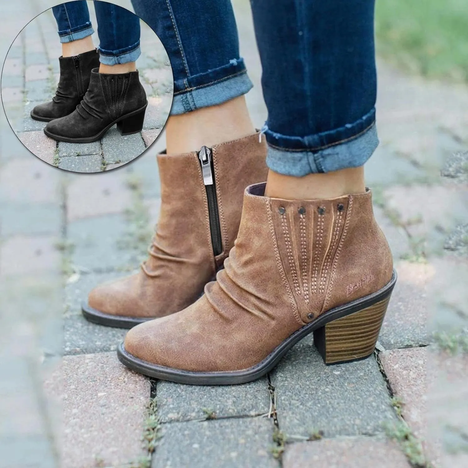 Boots for Women Suede Flat Short Ankle Booties Retro Fringe Boots Winter Round Toe Roman Fringe Short Flat Shoes