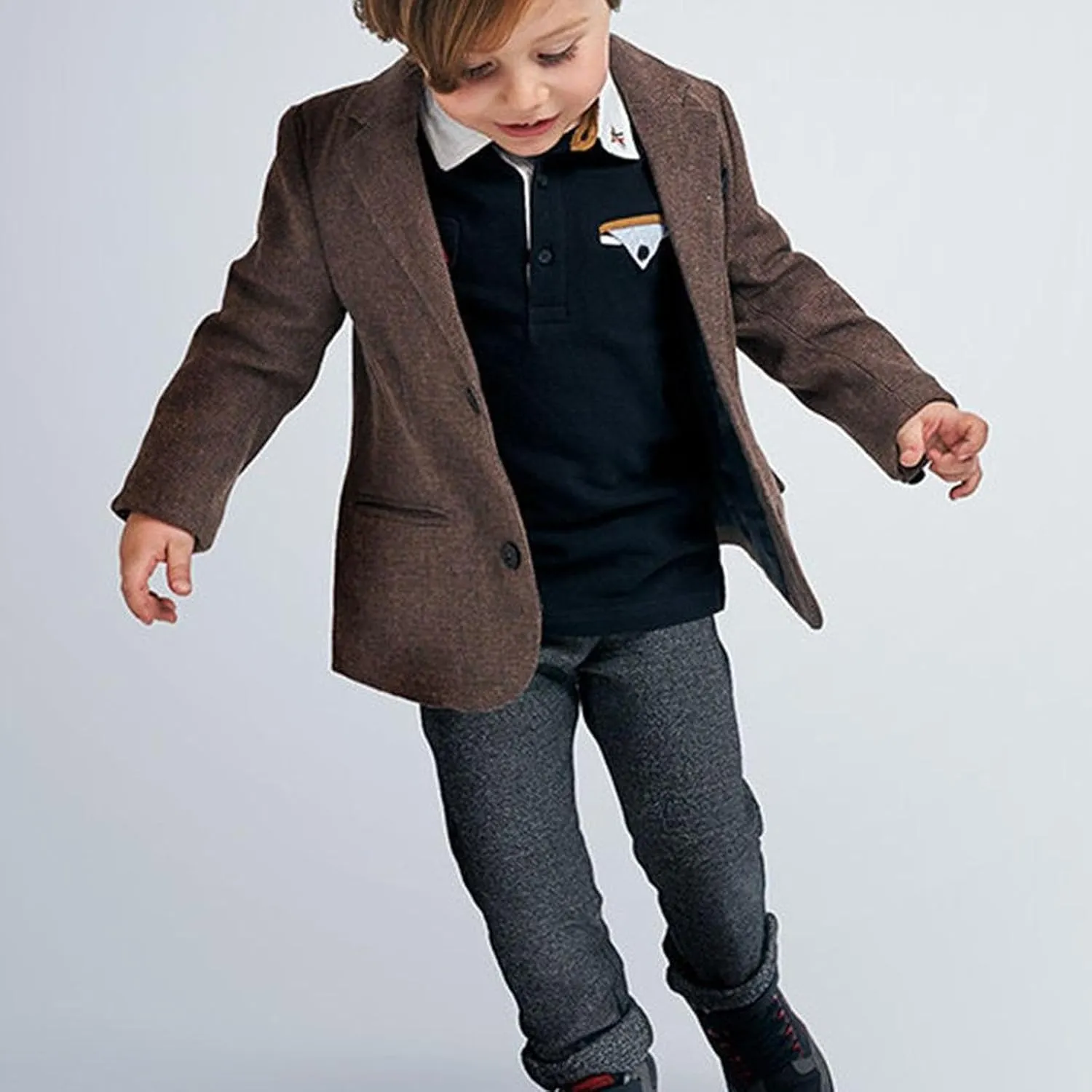 Boys Blazer Classic Jacket for Boy Wedding Retro Herringbone Casual Jacket Formal Tweed Patterned Sport Coat
