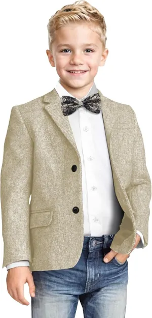 Boys Blazer Classic Jacket for Boy Wedding Retro Herringbone Casual Jacket Formal Tweed Patterned Sport Coat
