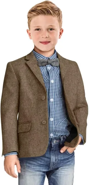 Boys Blazer Retro Herringbone Sport Coat Formal Tweed Patterned Classic Kids Jacket for Boy Wedding Casual Jacket