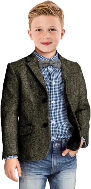 Boys Blazer Retro Herringbone Sport Coat Formal Tweed Patterned Classic Kids Jacket for Boy Wedding Casual Jacket