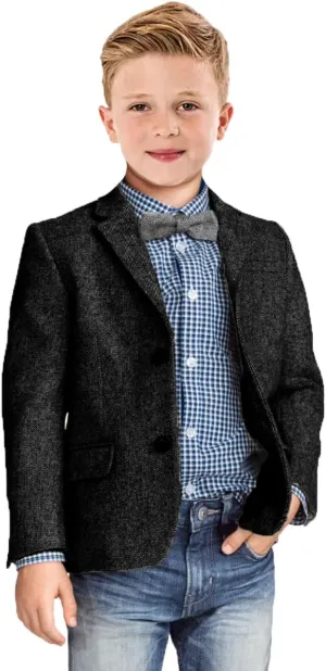 Boys Blazer Retro Herringbone Sport Coat Formal Tweed Patterned Classic Kids Jacket for Boy Wedding Casual Jacket
