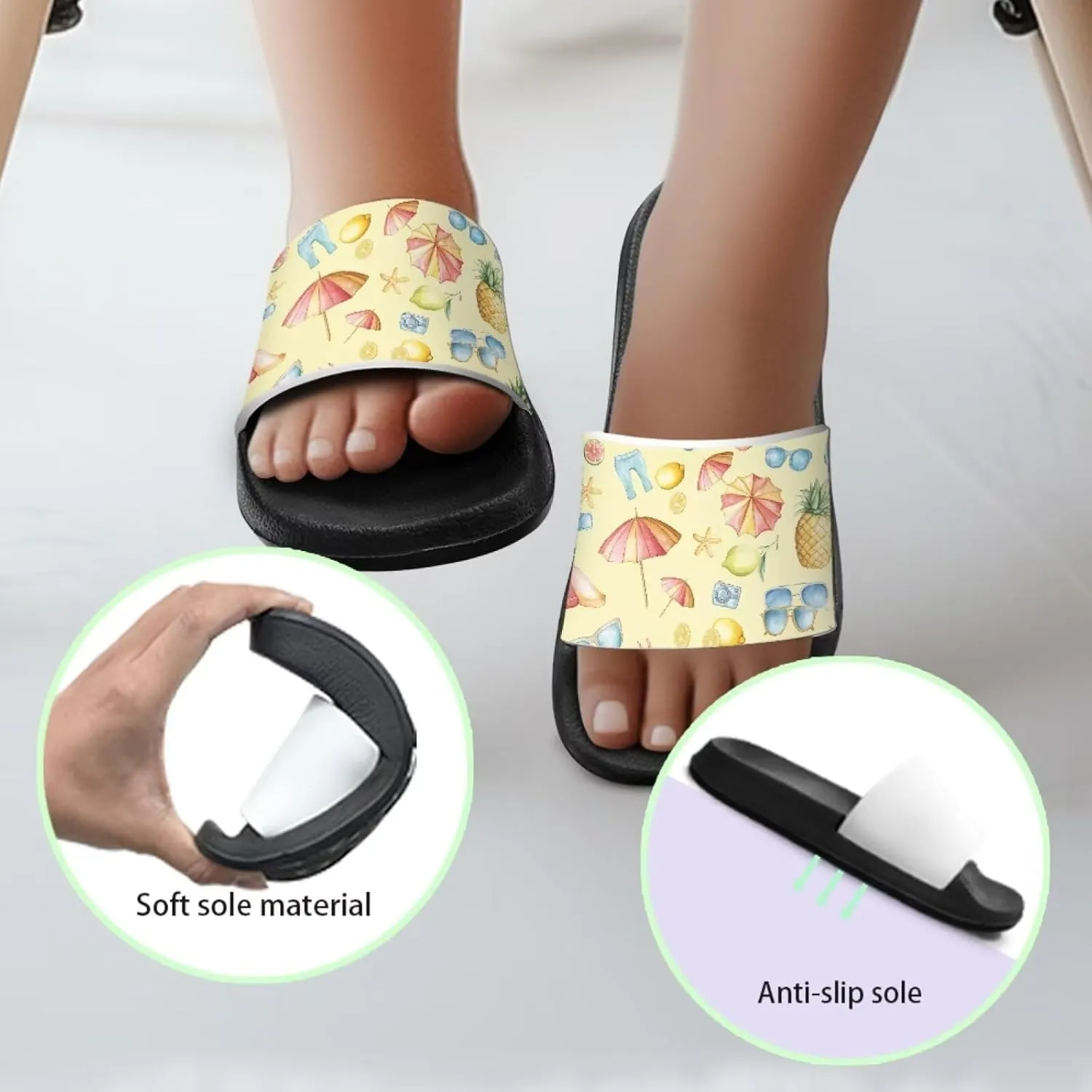 Boys Slip On Sandals Kids Slides Unisex Slides Boys Comfortable Slippers Non-slip Shower Shoes House Fashion Thick for Indoor & Outdoor Gifts