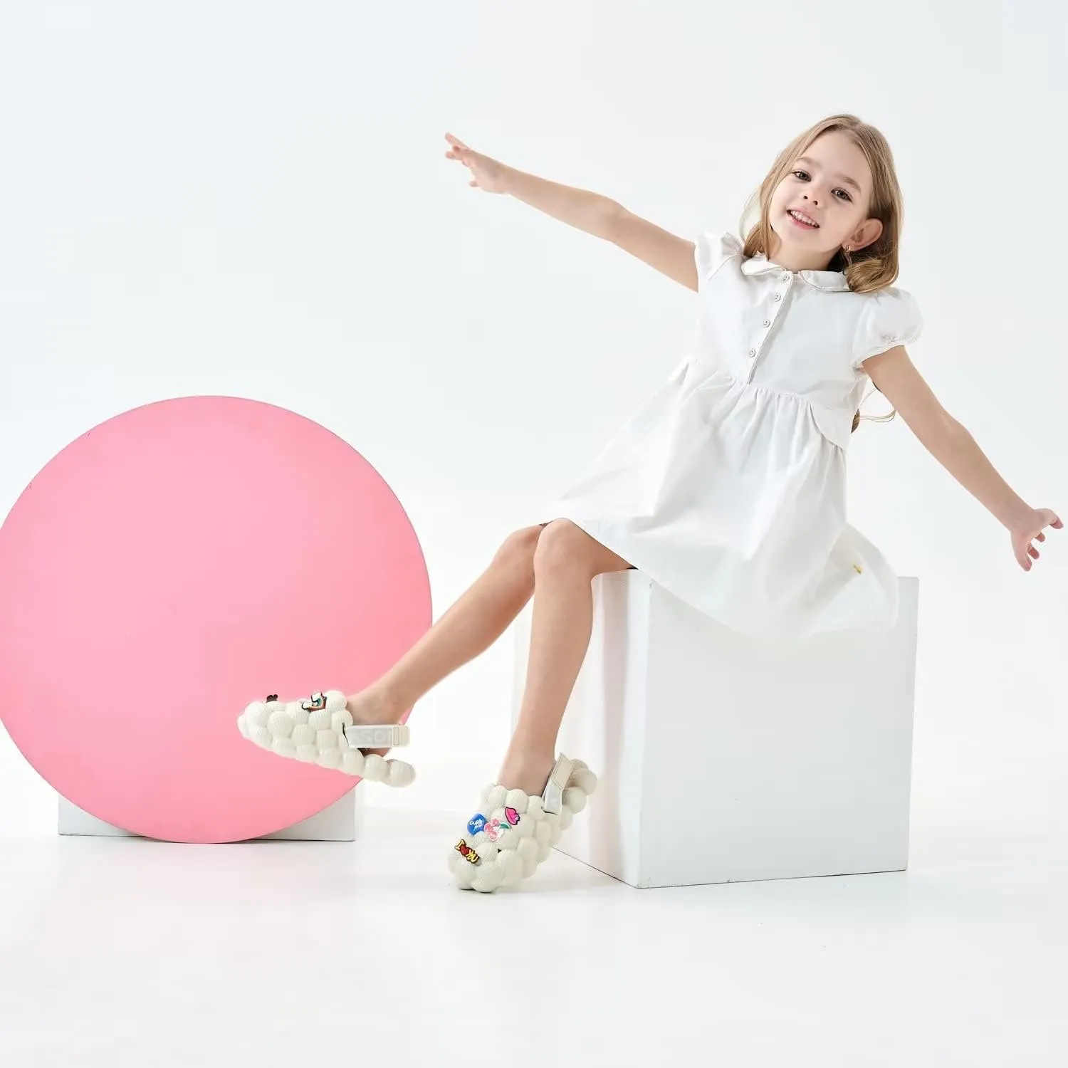 Bubble Slides for Kids, DIY Boys Girls Golf Ball Slides, Toddler Bubble Slides, 2-in-1 Detachable Cloud Slides with Charms and Elastic